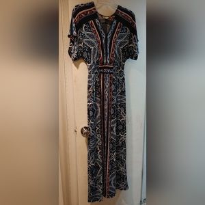 CATO XS paisley v neck long dress EUC